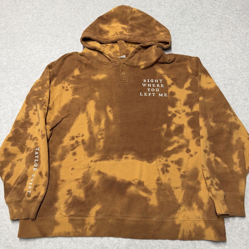 Taylor Swift Hoodie Mens XL Brown Evermore Right Where You Left Me Fleece Album
